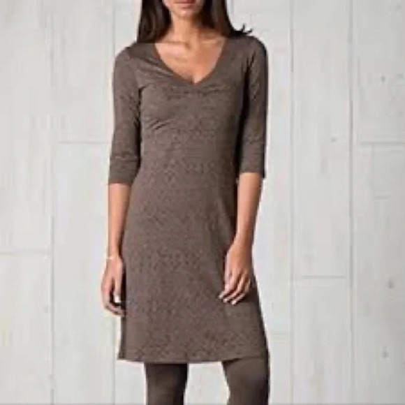 Toad & Co womens dress Small 4 6 Rosalinda falcon brown fit flare stretch 3/4 - Picture 7 of 9